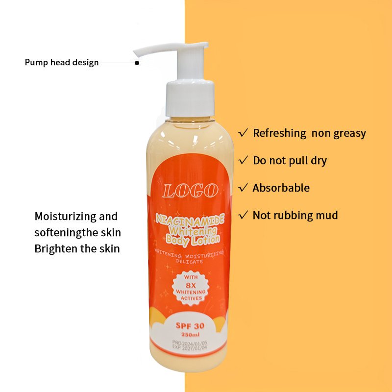 Factory cheap good quality and in stock niacinamide spf 30 lightening whitening moisturizing body lotion shimmer cream