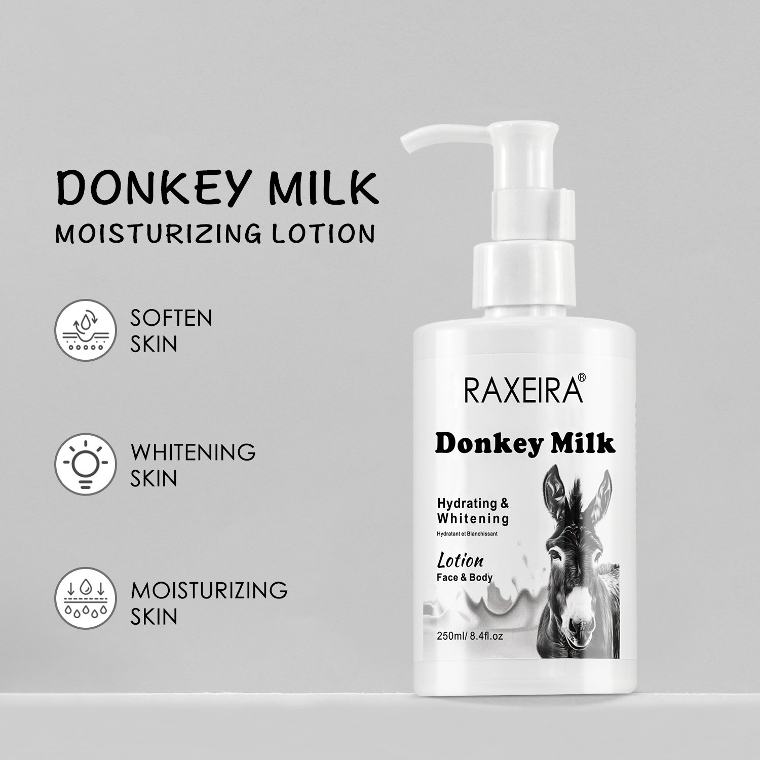 OEM/ODM Donkey Milk Natural Skin Lightening Body Lotion Best Selling Body & Face Cream Lotion Whitening Moisturizing