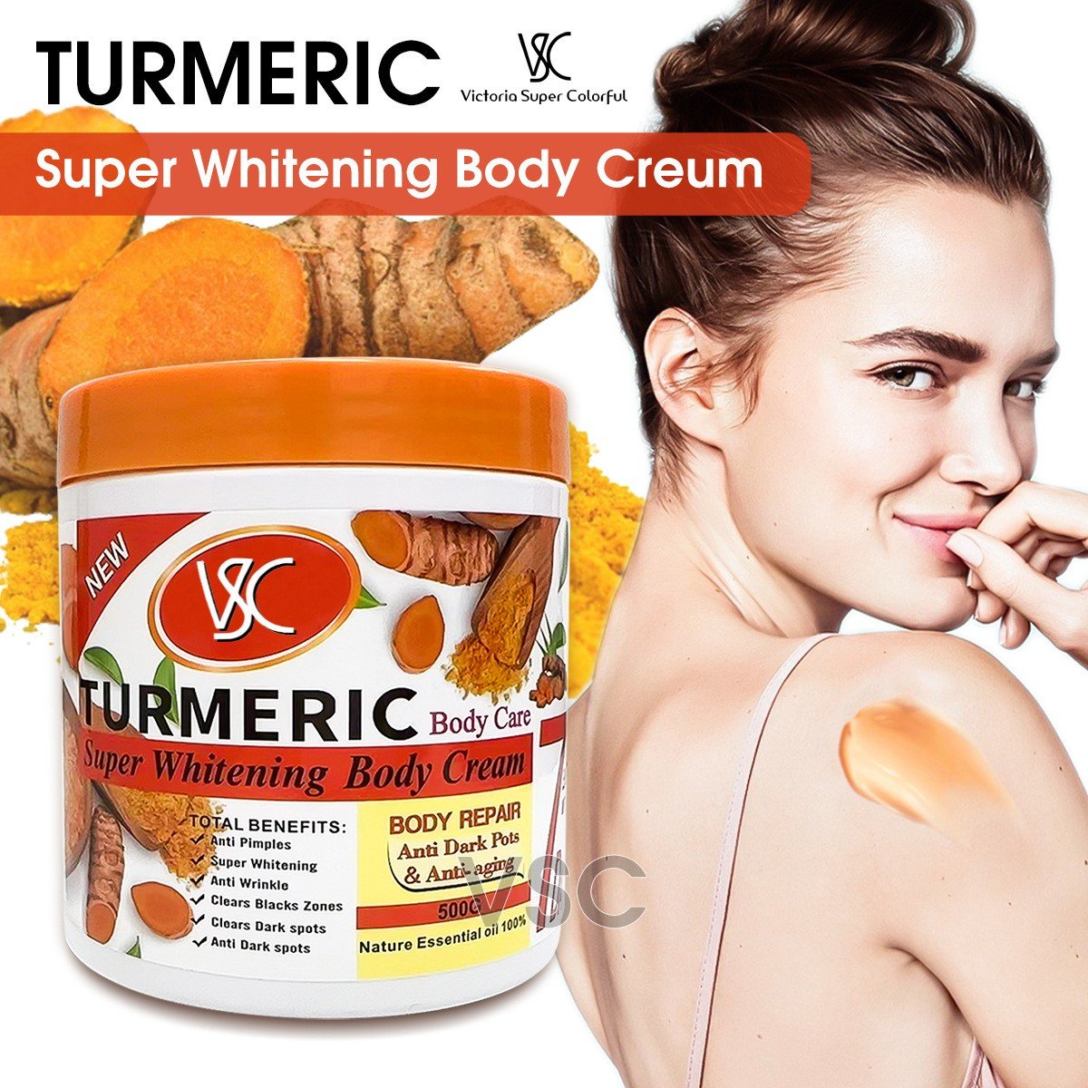 High Quality super Whitening Body Cream Vitamin C Dark Spot Removal Brightening Nourishing Body Lotion Corrector Skin 500g