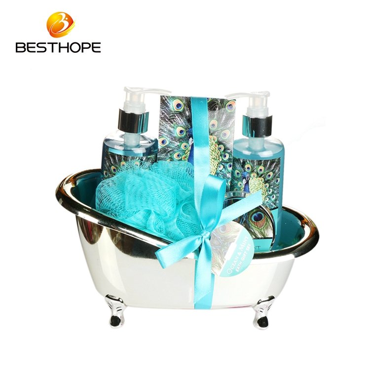Body Cream And Body Lotion beautiful cleaning Bath Gift Set With Ceramic Tub