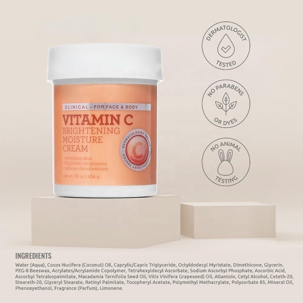 Vitamin C Brightening Moisture Cream with Aloe Vera and Cactus Helps Improve Skin Tone Overall Texture Whitening Body Lotion