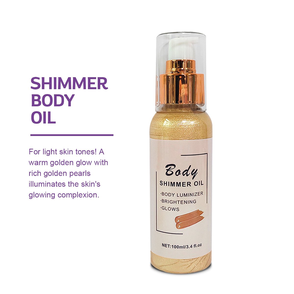 Gold & Brown Gold Shimmer Body Luminizer Smooth Highlighter Summer Taning Makeup With Turmeric Body Lotion Set