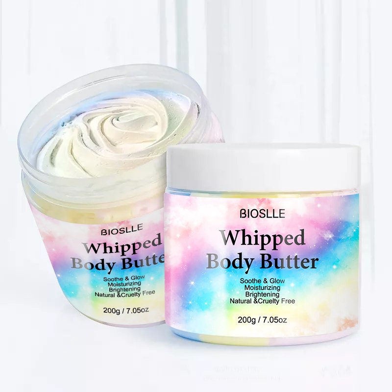 BIOSLLE Wholesale Custom Logo Vegan Organic Moisturizing Colorful Rainbow Whipped Shea Butter Moisture Body Butter