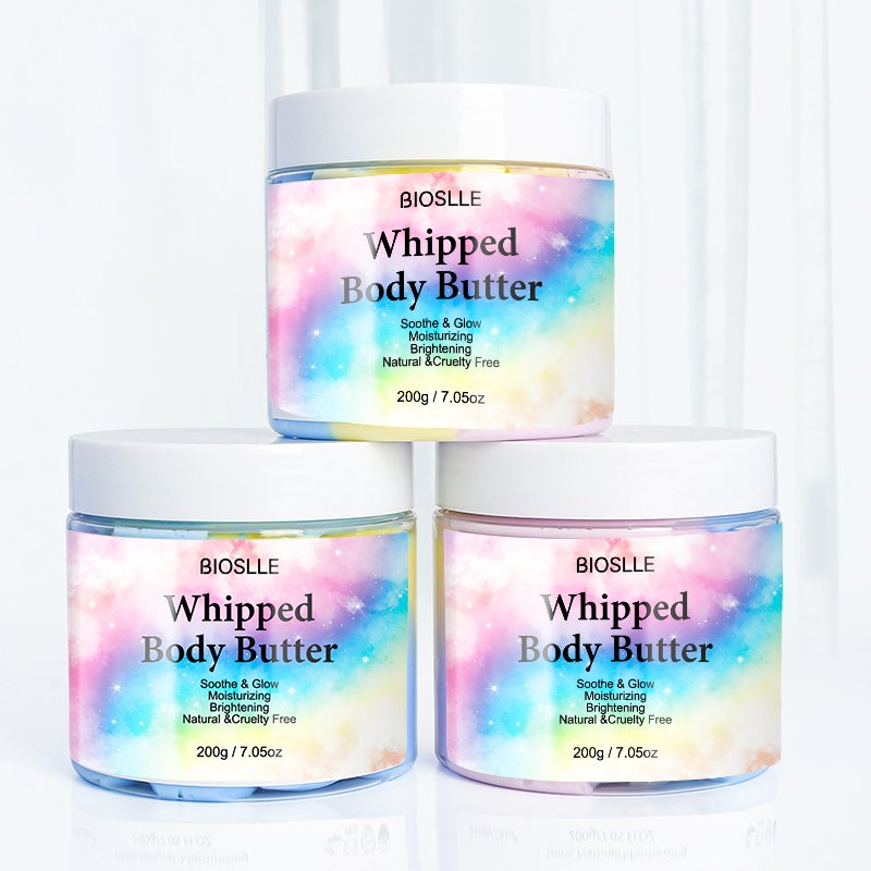 BIOSLLE Wholesale Custom Logo Vegan Organic Moisturizing Colorful Rainbow Whipped Shea Butter Moisture Body Butter