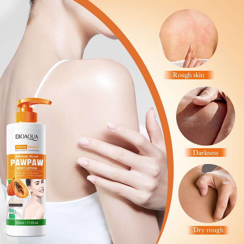 OEM BIOAQUA Hot Sale Wholesale Pawpaw Vitamin C Whitening Body Lotion Deep Nourishing Brightening Skin Tone Body Lotion