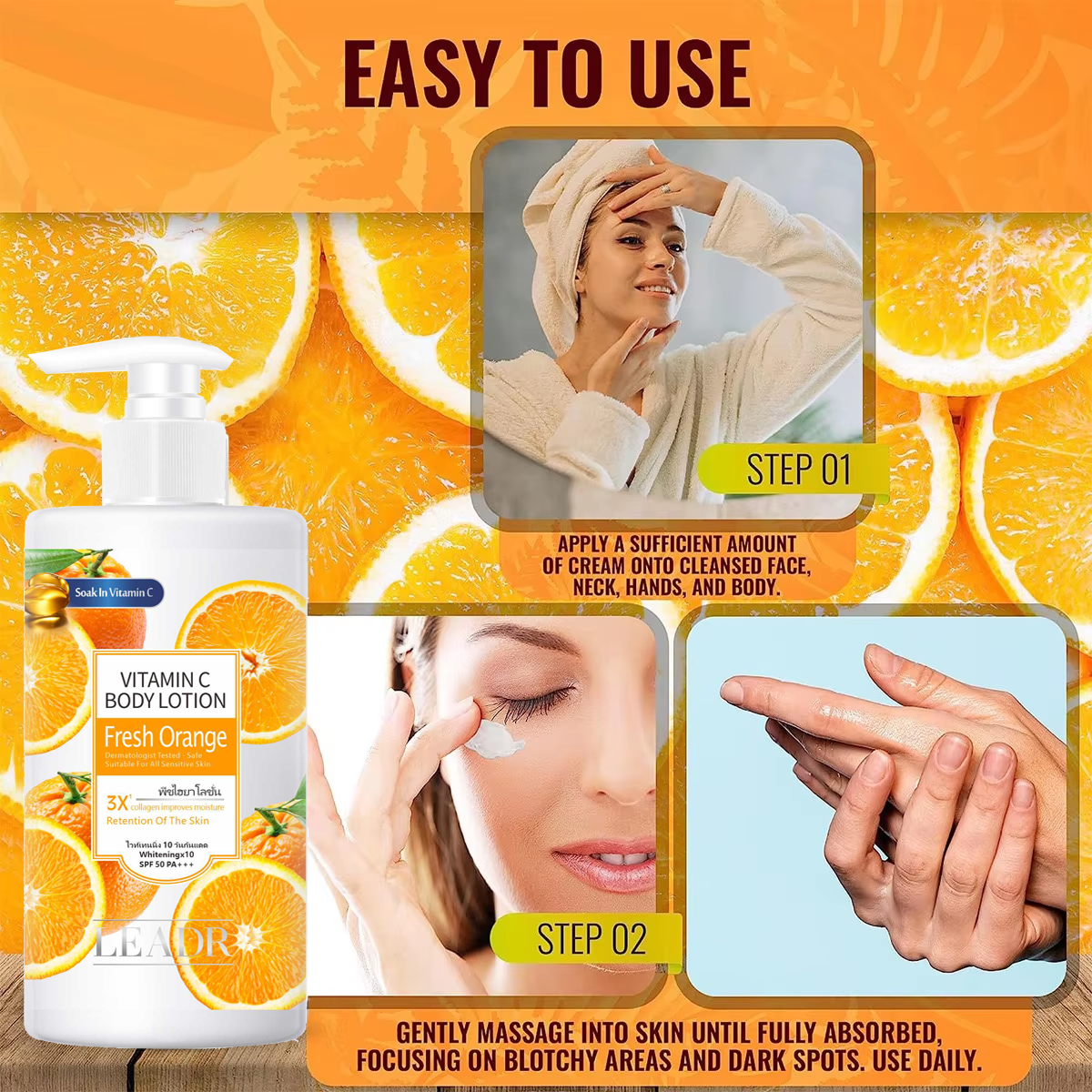 Wholesale Moisturizing Brightening Skin Whitening Body Lotion Collagen Retinol Vitamin C Body Lotion