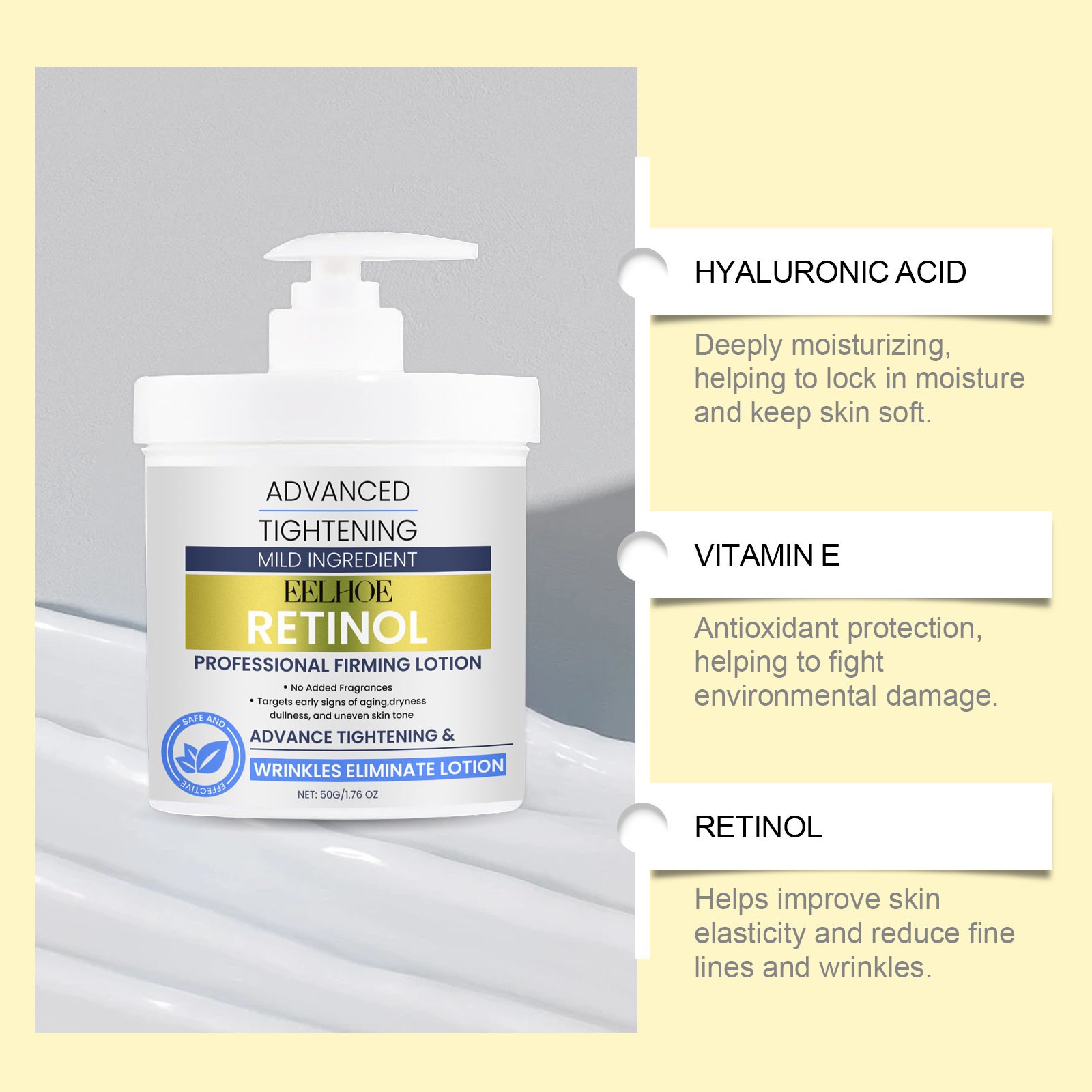 EELHOE firming skin lotion repair cream nourish soft skin gloss daily skin care moisturizing body cream 50g