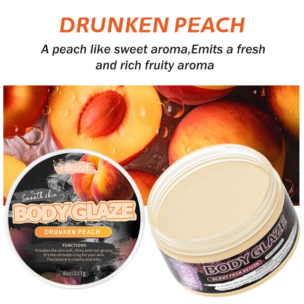 8oz/227g Hllozzi Private Label Peach Donut Body Glaze Pick Your Scent Hot Sale OEMODM Fruit Body Cake Body Butter