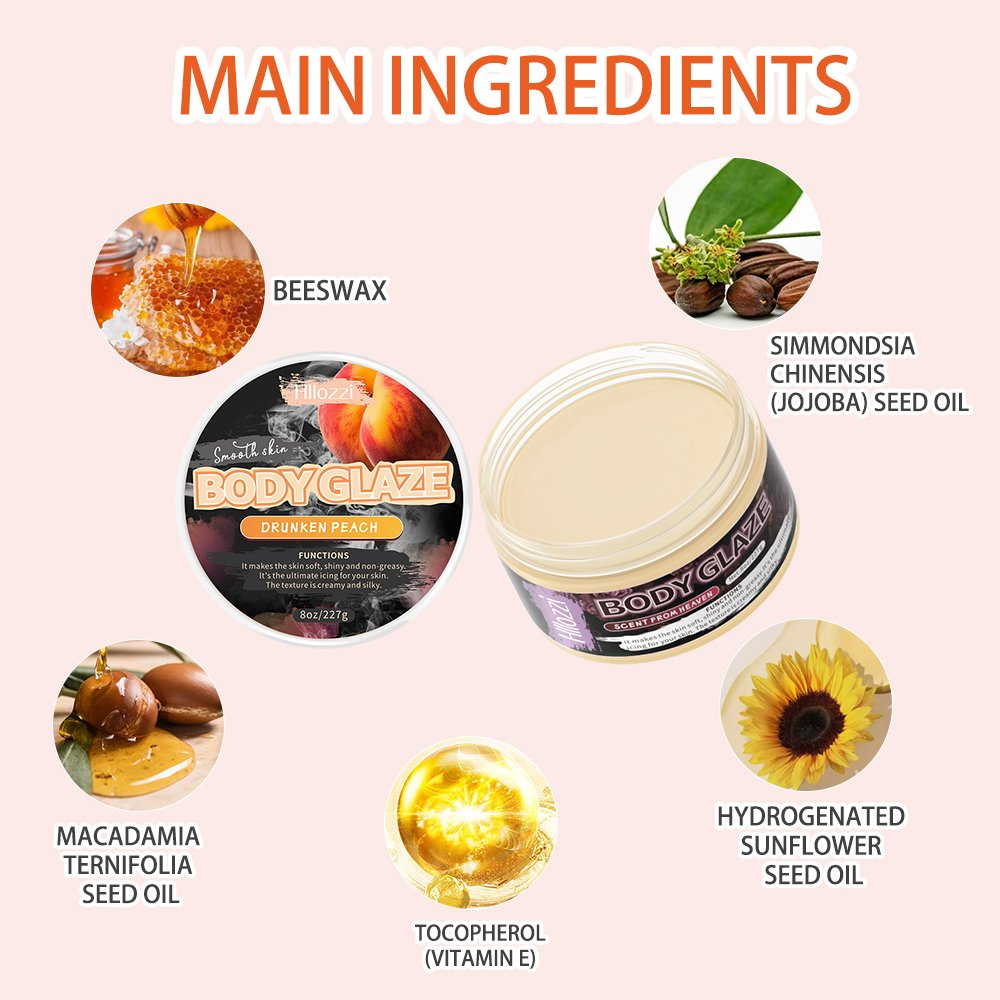 8oz/227g Hllozzi Private Label Peach Donut Body Glaze Pick Your Scent Hot Sale OEMODM Fruit Body Cake Body Butter