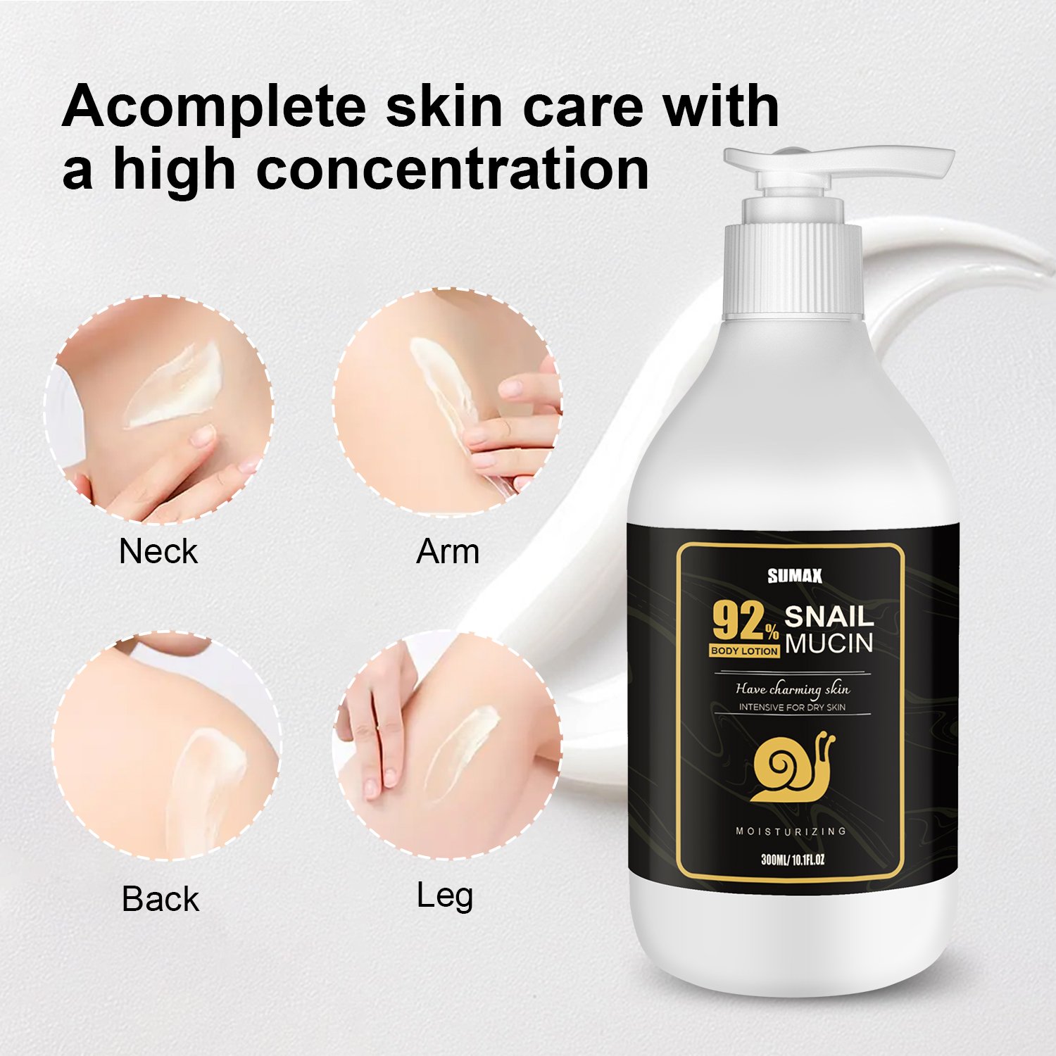 Sumax 300ml Wholesale Snail White Body Lotion For Women Men Body Skin Care