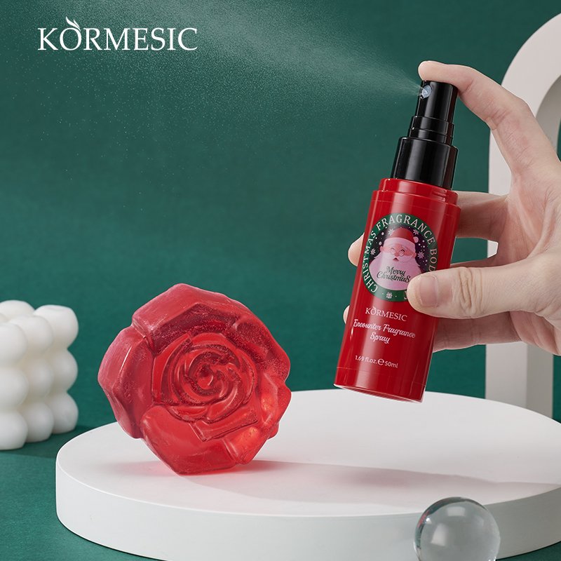 KORMESIC Christmas Gifts Set Nourish Moisturizing 4 Piece Set Soap Body Mist Hand Cream Body Lotion Christmas Fragrance Set