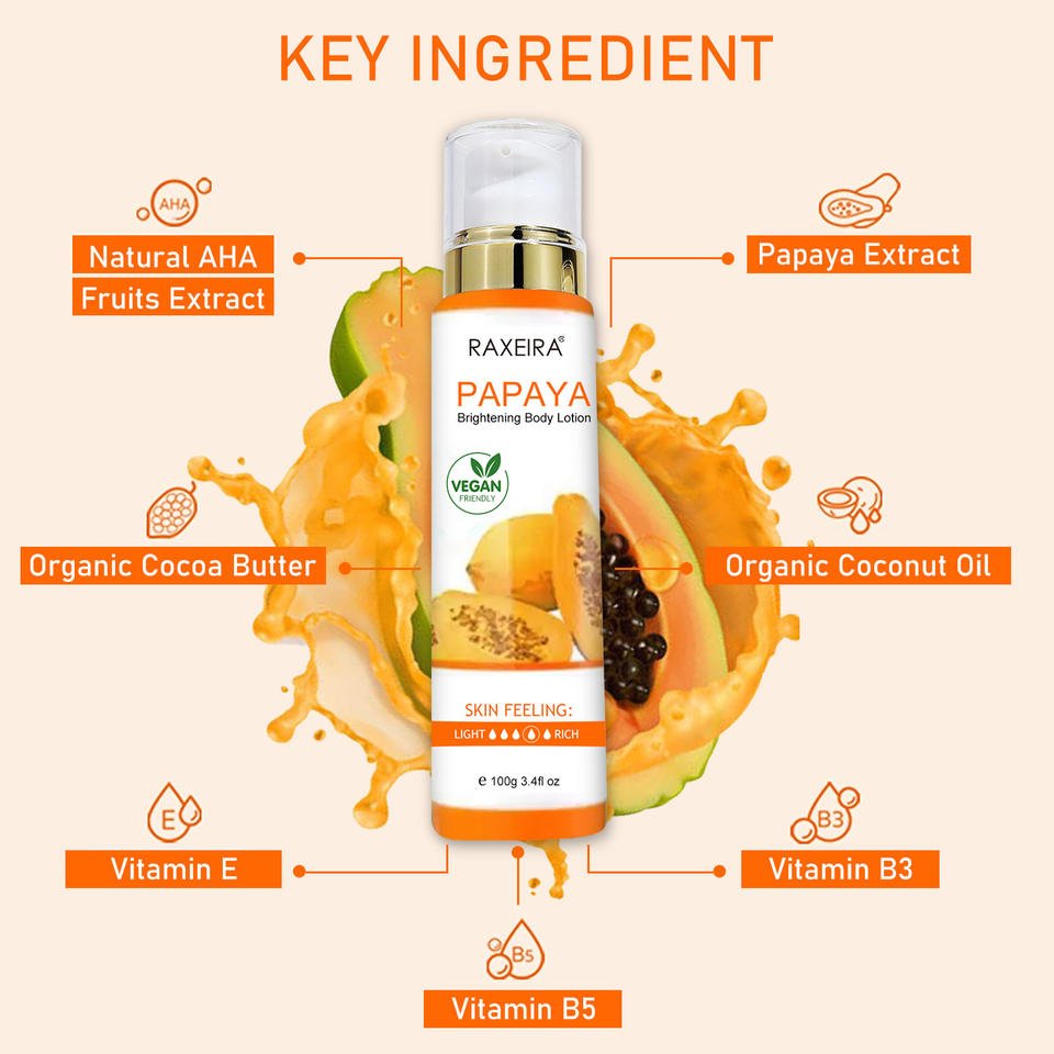 Oem Wholesale Brightening Papaya Body Lotion Skin Care Private Label Moisturizing Body Lotion Body Cream