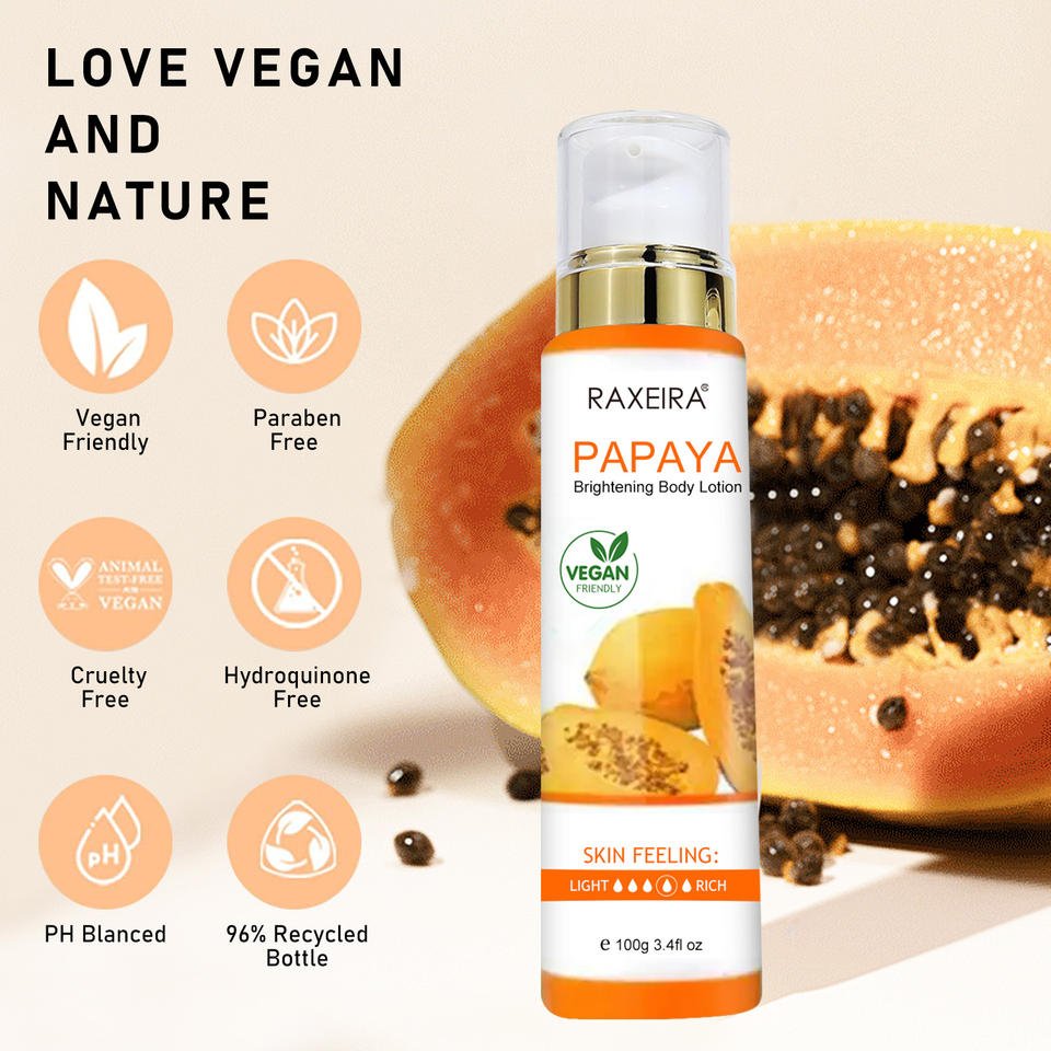 Oem Wholesale Brightening Papaya Body Lotion Skin Care Private Label Moisturizing Body Lotion Body Cream