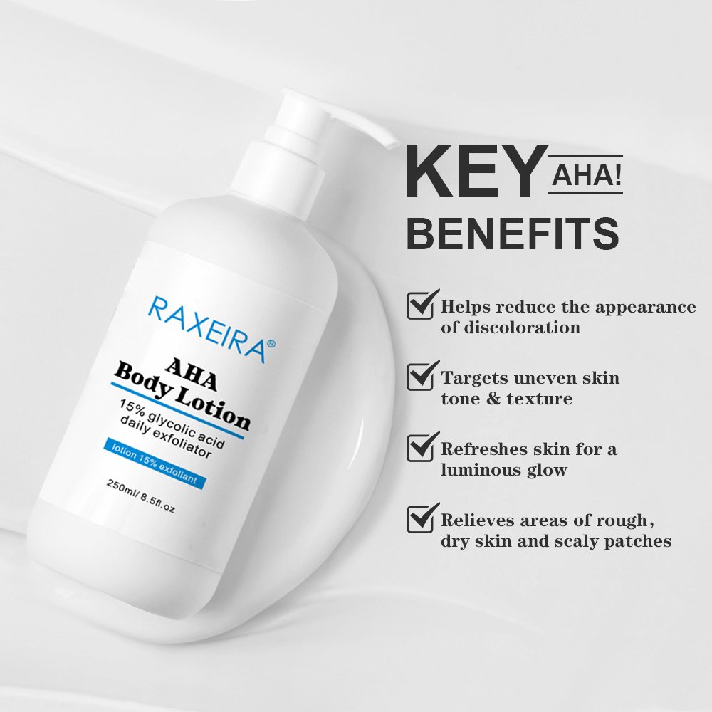 Factory AHA Body Lotion Milk Glycolic Acid Lightening Moisturizer For Black Skin Organic Body Lotion Whitening Private label