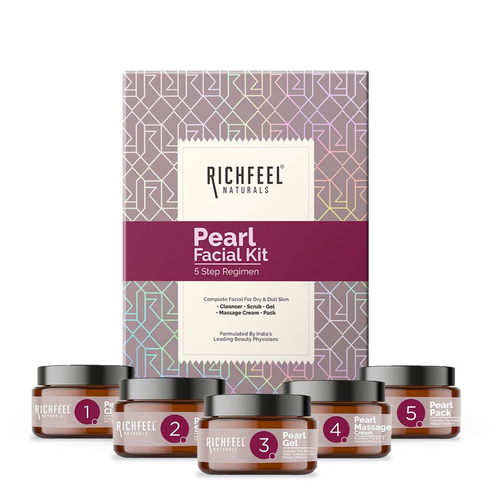 Richfeel Herbal Body Lotion Set 5x50g Pearl Facial Kit Exfoliator Glowing Skin Adults Use Main Ingredient Glycerin OEM Supply