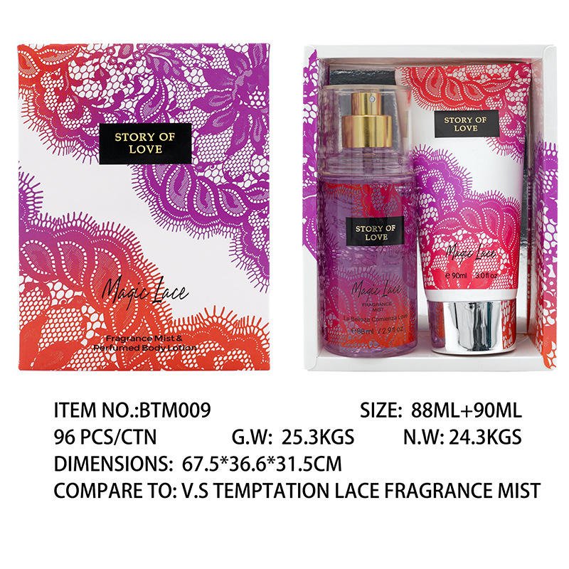 Hot Sale Body Spray 2 pcs Set Top Sale Newest Design 250ml Body Mist 236ml Body Lotion Set For Women