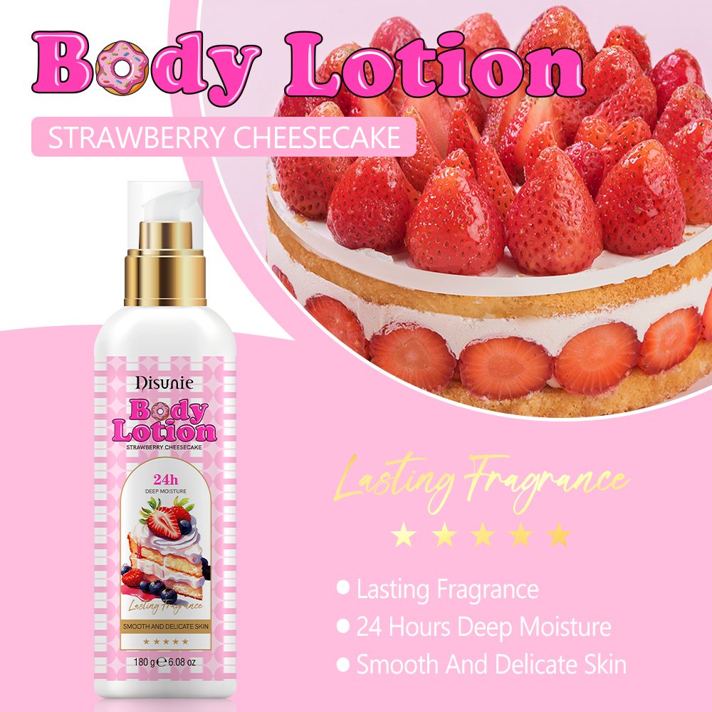 High Quality Strawberry Cheesecake Body Perfume Lotion Skin Smoothing Deep Moisturizing Scented Body Cream Lotion Manufacture