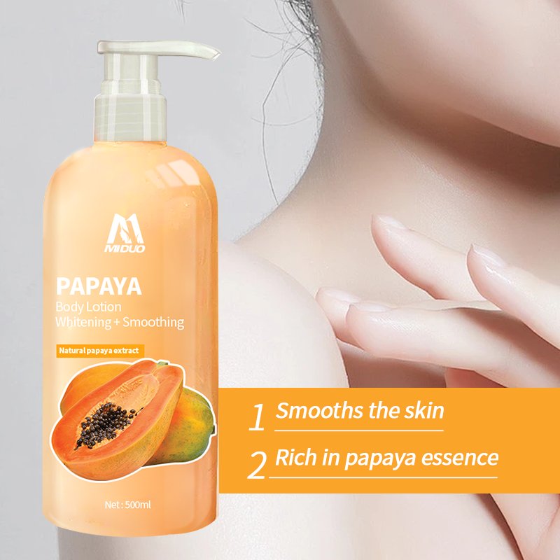 MIDUO Factory OEM 500ML Clean Non Toxic Non Greasy Quality Instant Whitening Dark Papaya Brightening Body Lotion For Black Skin