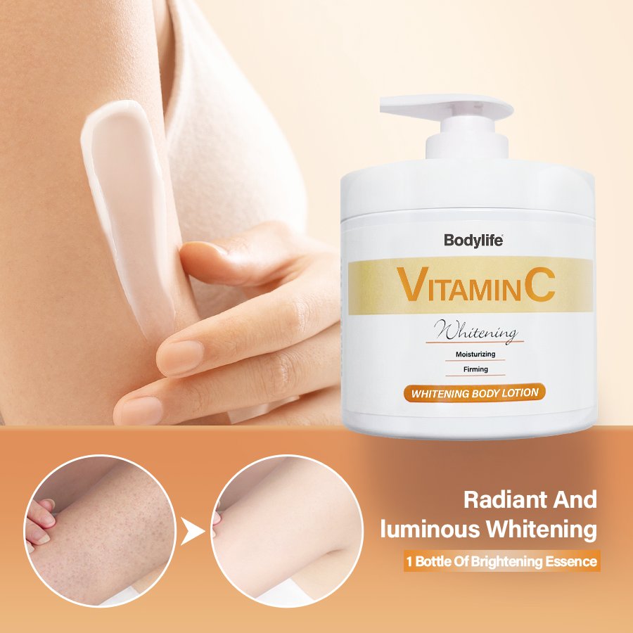 Best OEM Private Label Vegan Organic Body Lotion Natural Vitamin C Moisturizer Brightening Lightening Skin Whitening Body Lotion