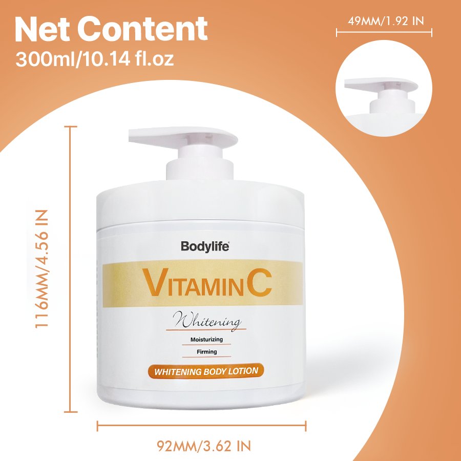 Best OEM Private Label Vegan Organic Body Lotion Natural Vitamin C Moisturizer Brightening Lightening Skin Whitening Body Lotion
