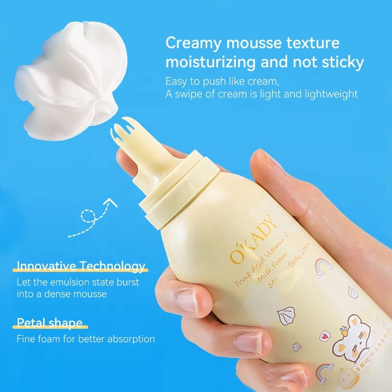 Cosmetic Wholesale Body Moisturizer Foam - Fruit Acid VC Milk Froth Moisturizing Whipped Mousse - Flower Shape Foam Body Lotion