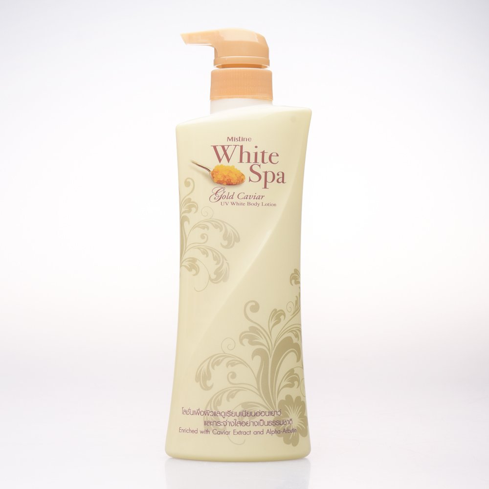 MISTINE WHITE SPA GOLD CAVIAR UV WHITE BODY LOTION 400ML Youthful Anti-Aging Formula Rejuvenation Radiant Thai Lotion Cosmetic