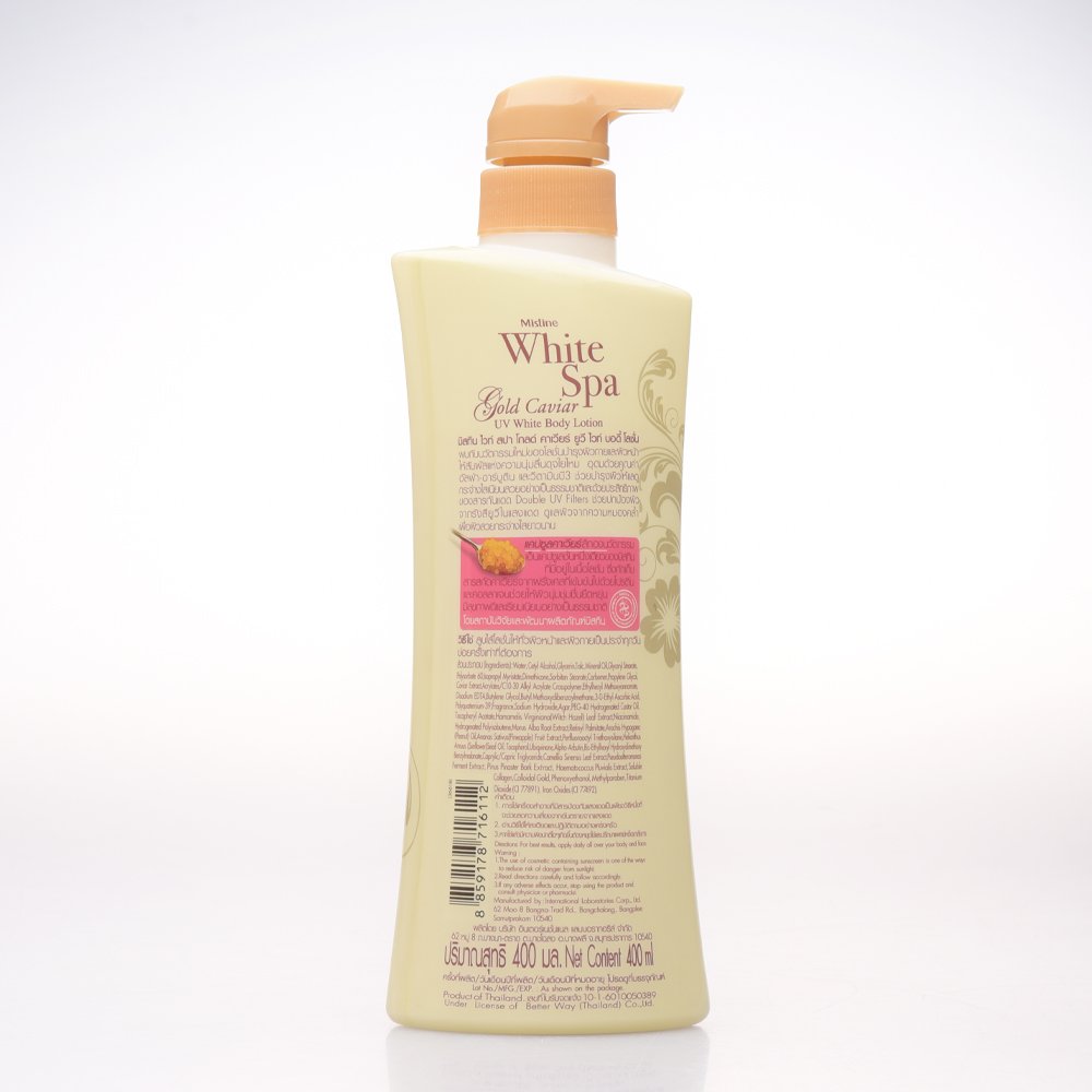 MISTINE WHITE SPA GOLD CAVIAR UV WHITE BODY LOTION 400ML Youthful Anti-Aging Formula Rejuvenation Radiant Thai Lotion Cosmetic