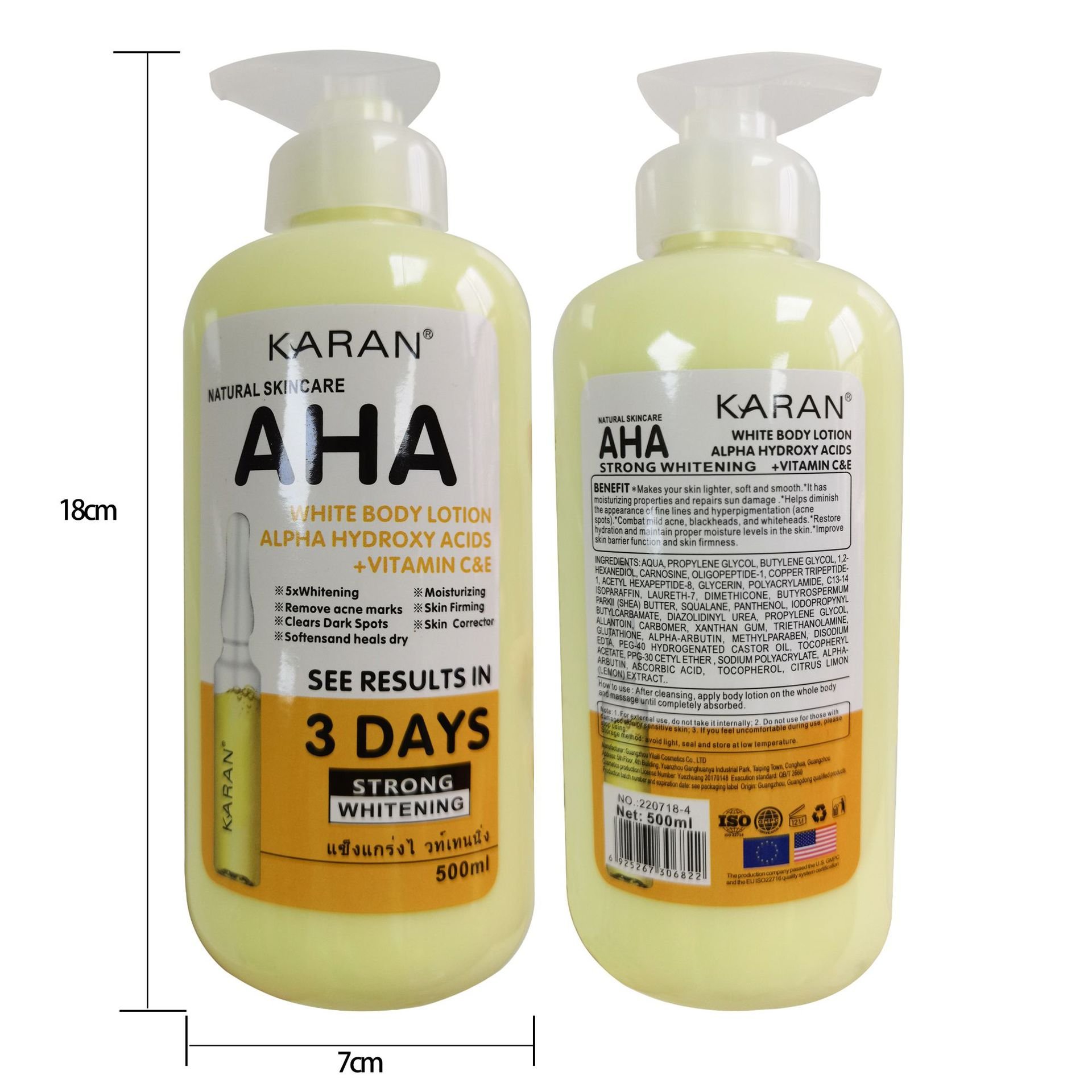 LANSYADE Wholesale Whitening Body Lotion Lightening Hydrating Body Milk AHA Vitamin C Body Lotion 500g
