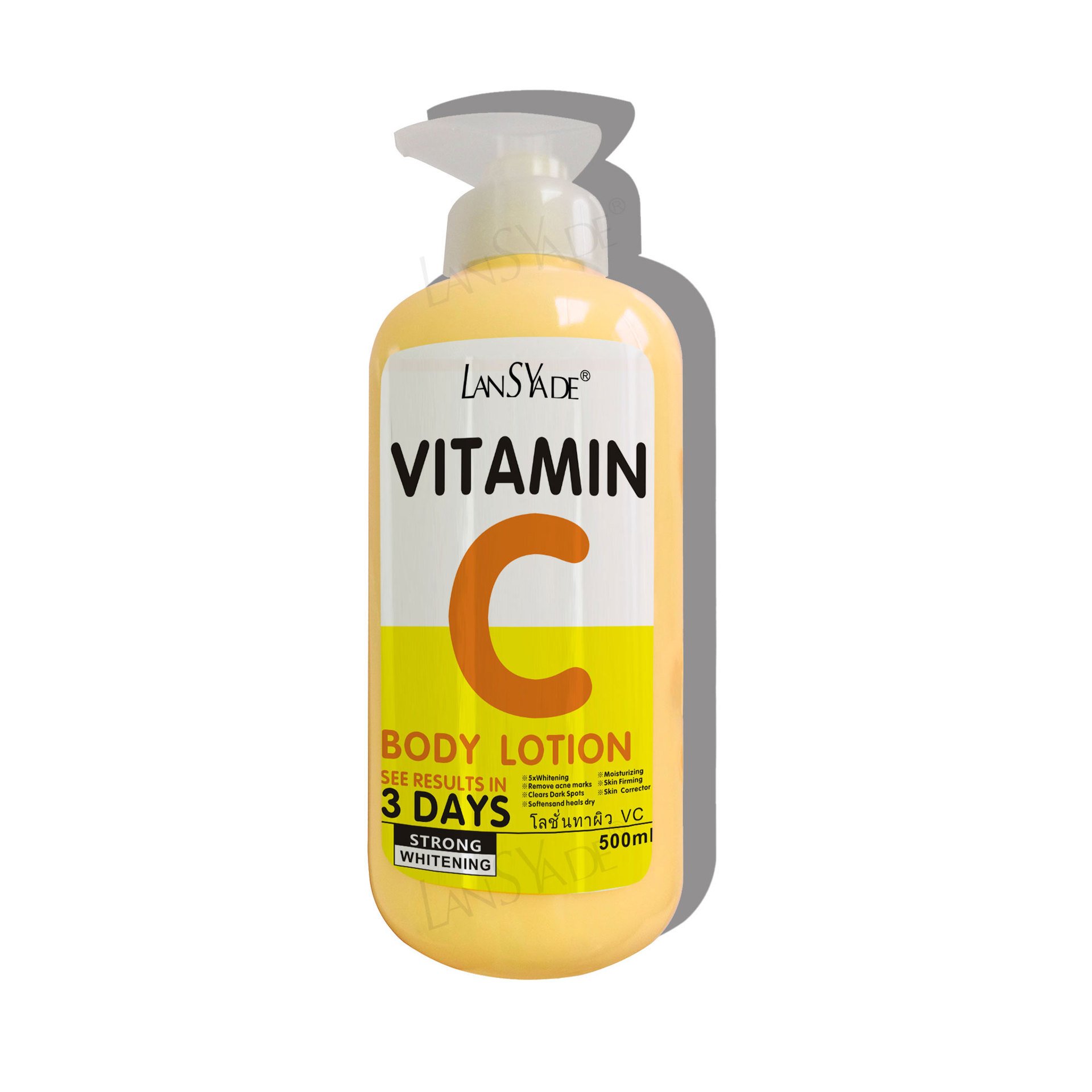 LANSYADE Wholesale Whitening Body Lotion Lightening Hydrating Body Milk AHA Vitamin C Body Lotion 500g
