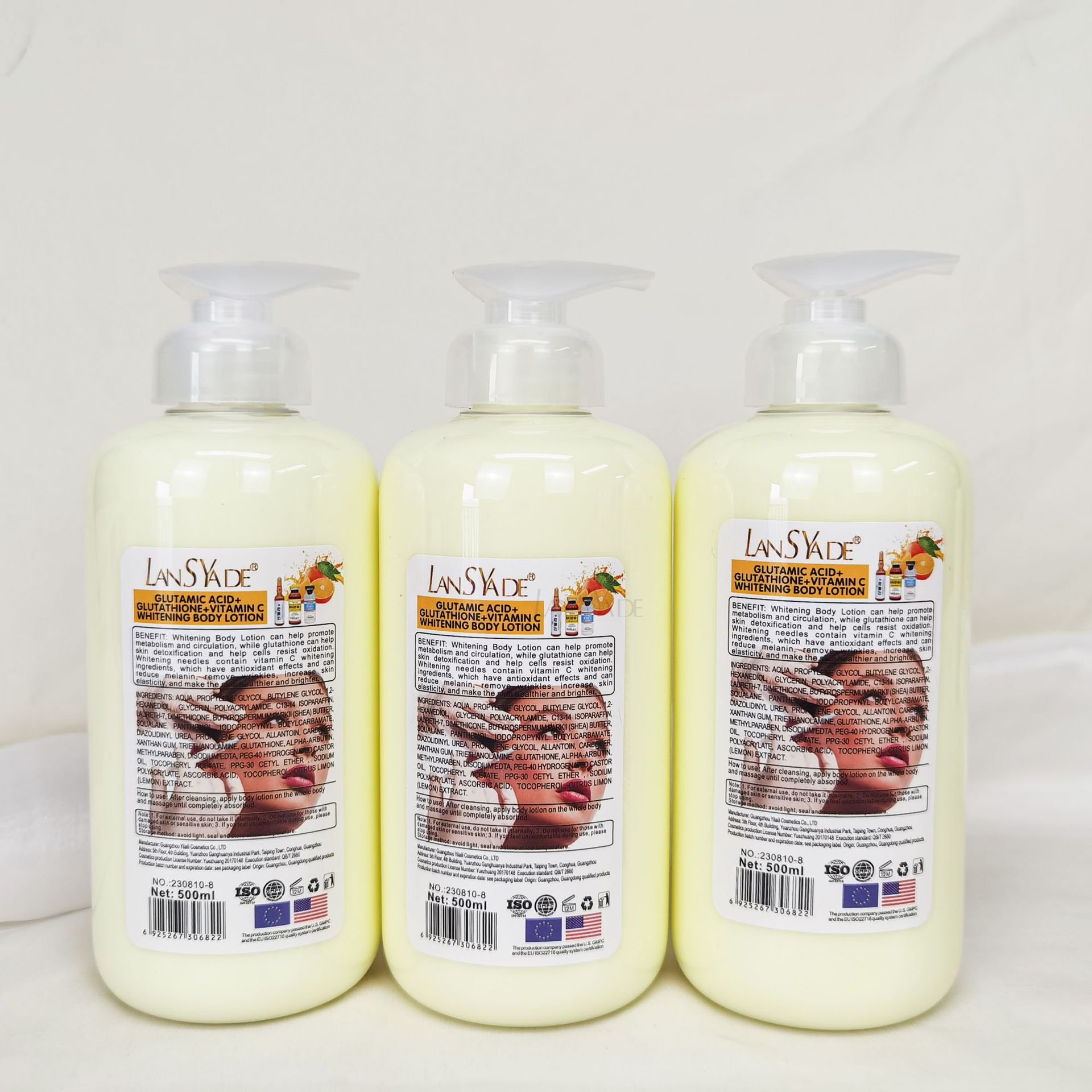 Private Label Wholesale 500ml Gluta Acid Nourish Skin Lotion Vitamin C Strong Bleaching 3Days Strong Brightening Body Milk