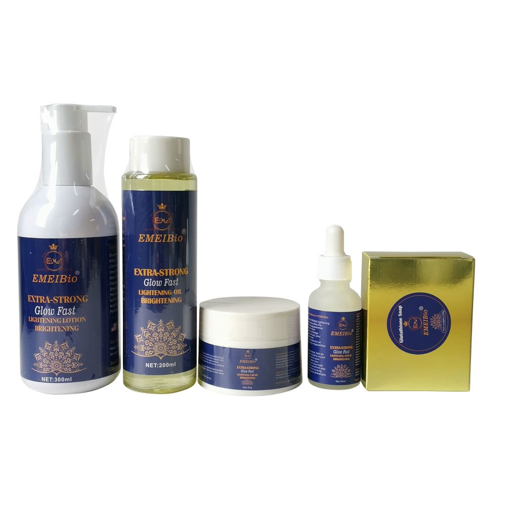 OEM Whitening Skin Care Set Double-glutathione Oil Vitamin C Serum Dark Spot Face Cream Black Skin Soap Bleaching Body Lotion