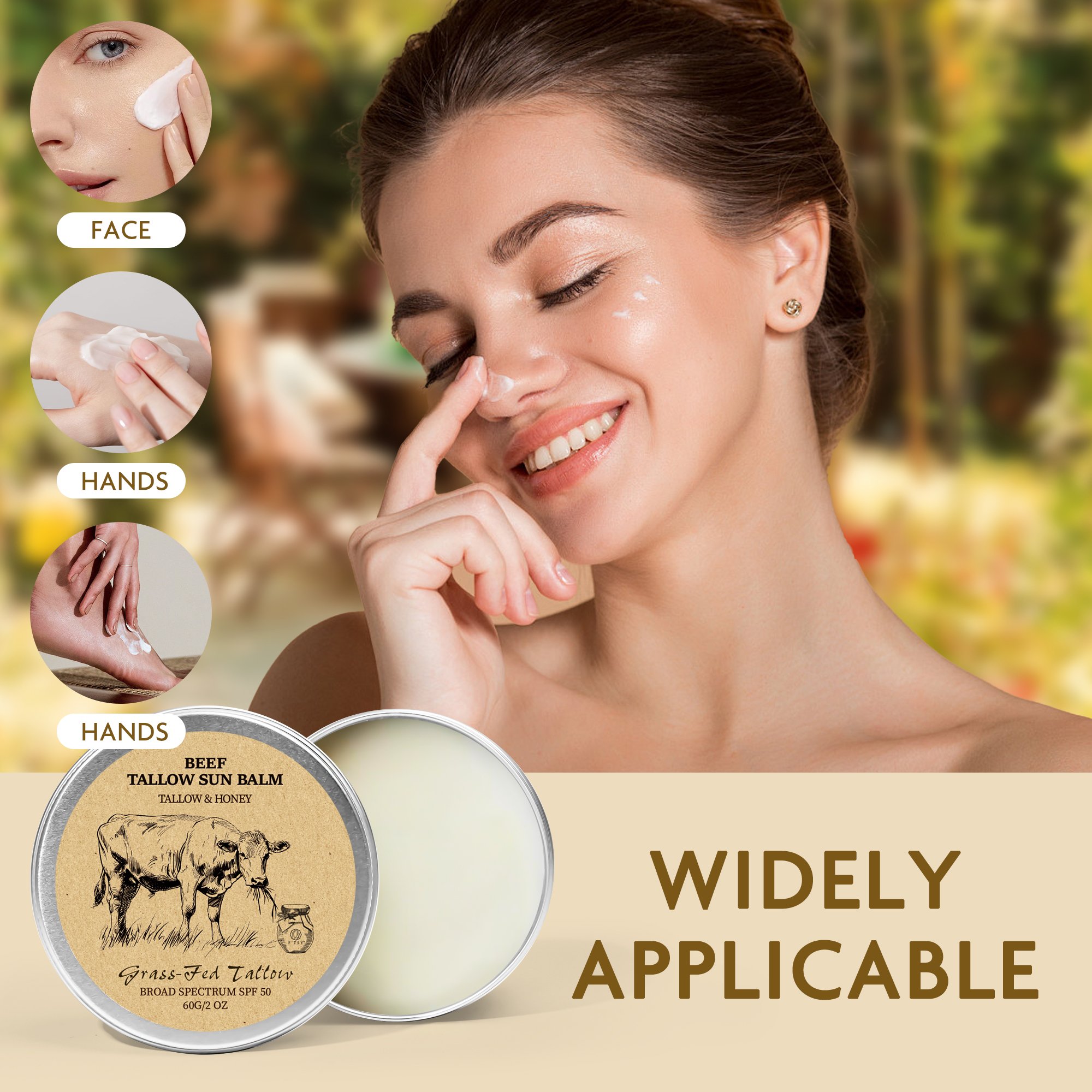 Private Label Organic Grass-Fed Beef Tallow Balm with Raw Honey Moisturizing Cream for Body Lotion Beef Tallow for Skin
