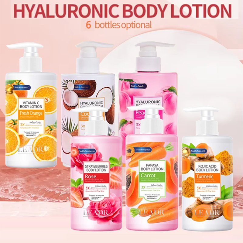 Wholesale Natural Organic Strawberry Carrot Papaya Peach Coconut Turmeric Kojic Acid Vitamin C Whitening Body Lotion