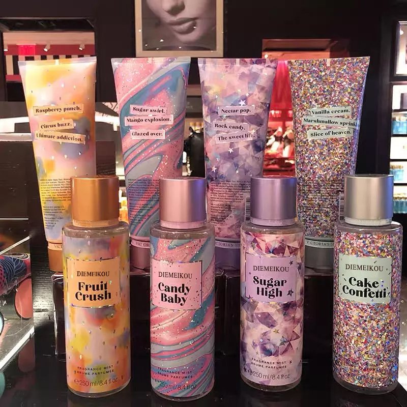 Wholesale Hight Quality 250ml Fragrance Body Spray Bodymist And 236ml Body Lotion Set For Women & Men