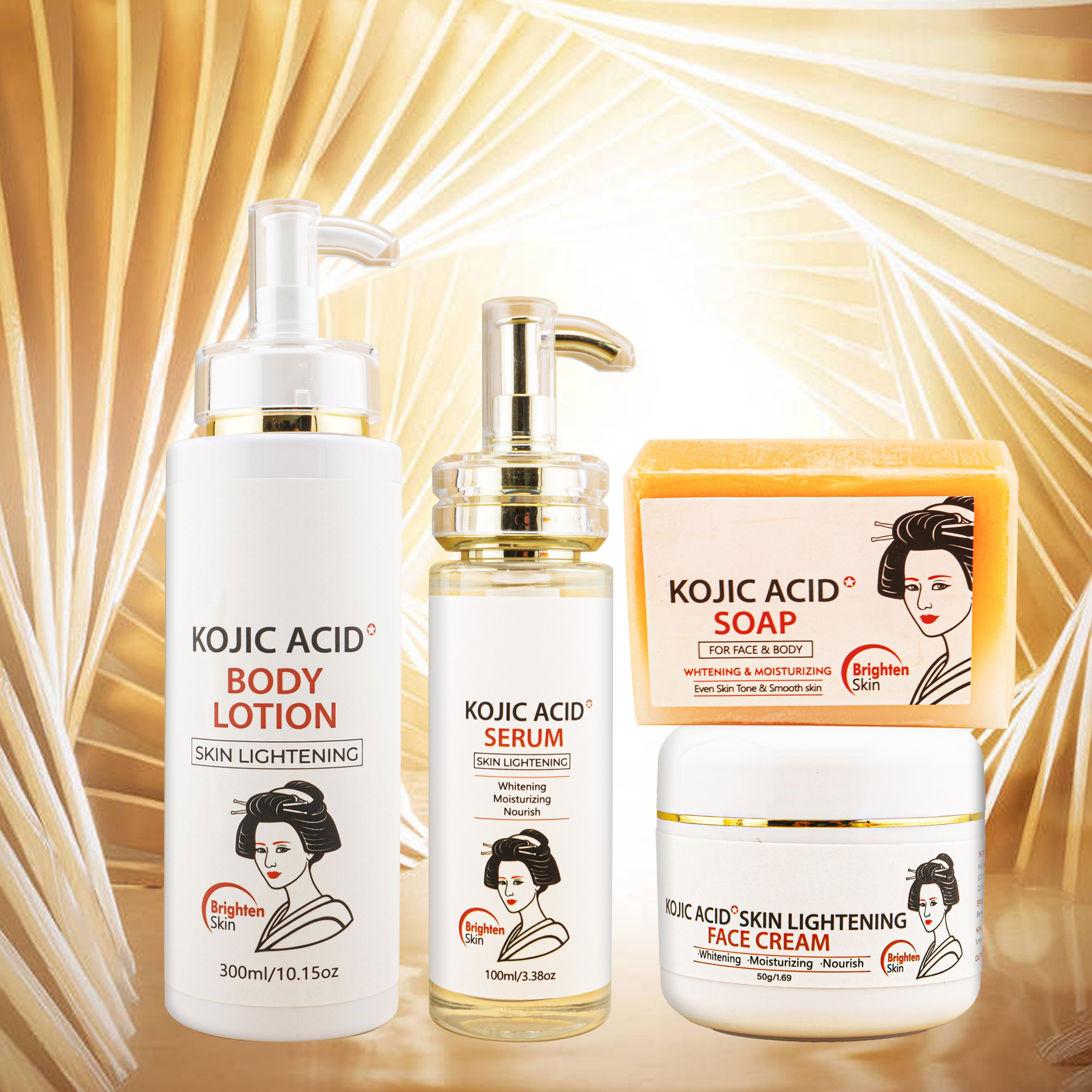 New arrival kojic acid lotion serum cream soap skin care set body whitening skin care kits