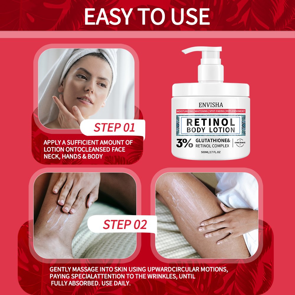 Wholesale Retinol Body Lotion Private Label Body Smoothing Whitening Cream For Black Skin