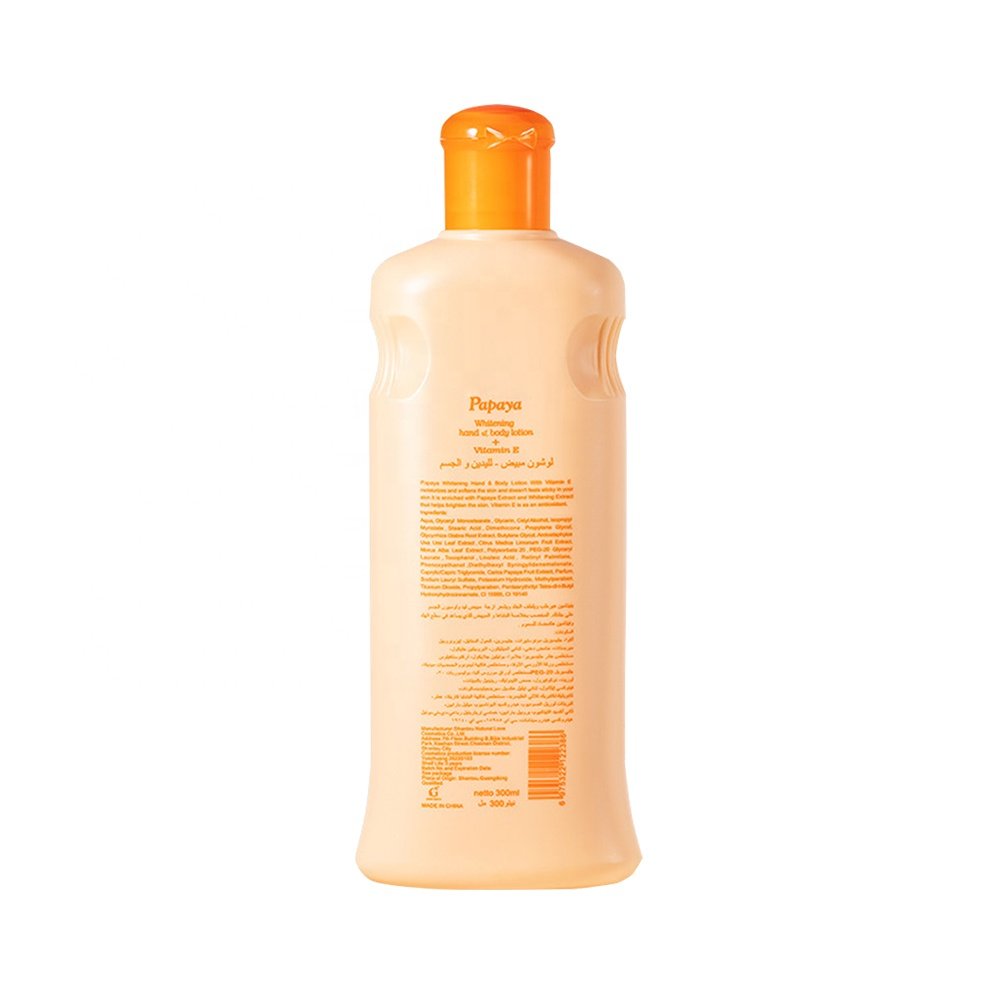 Private Label Radiant 300ML Papaya Whitening Body Milk Clean Rough Skin Dark Spots Hydrating Even Complexion Fast Absorption