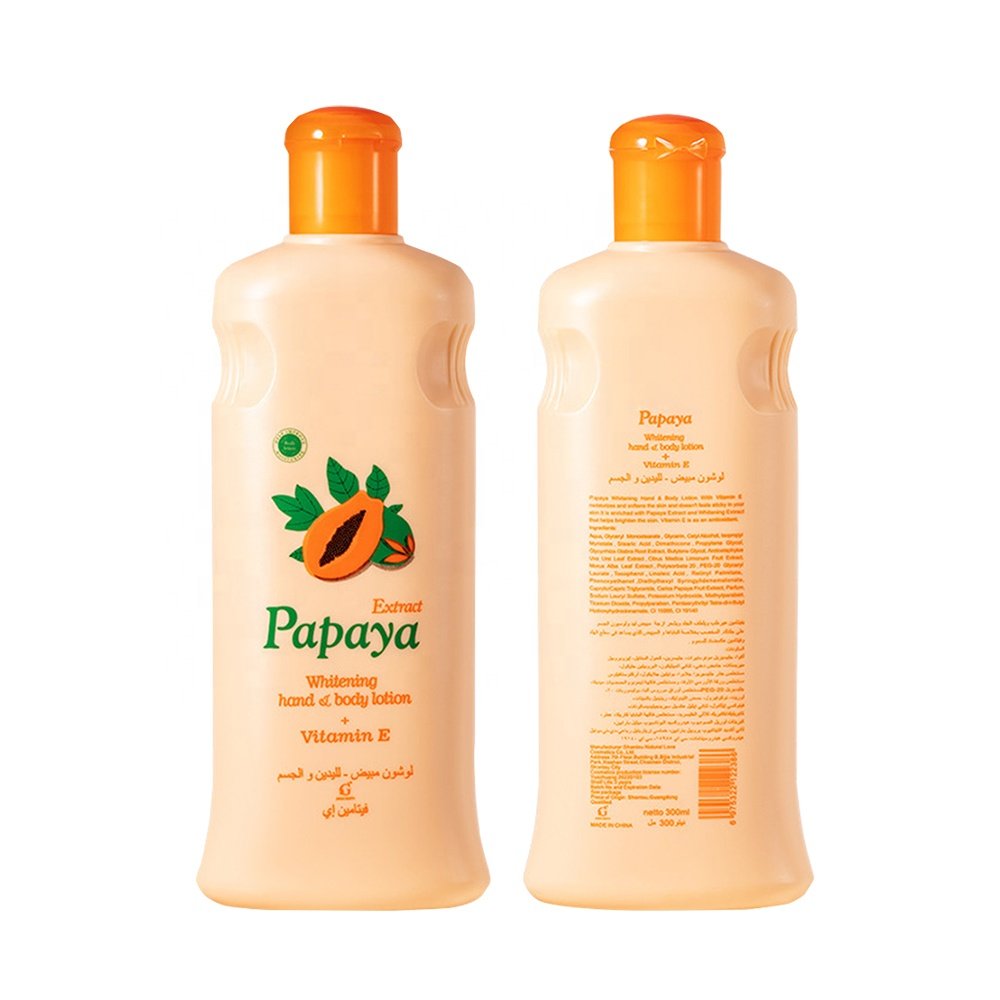 Private Label Radiant 300ML Papaya Whitening Body Milk Clean Rough Skin Dark Spots Hydrating Even Complexion Fast Absorption