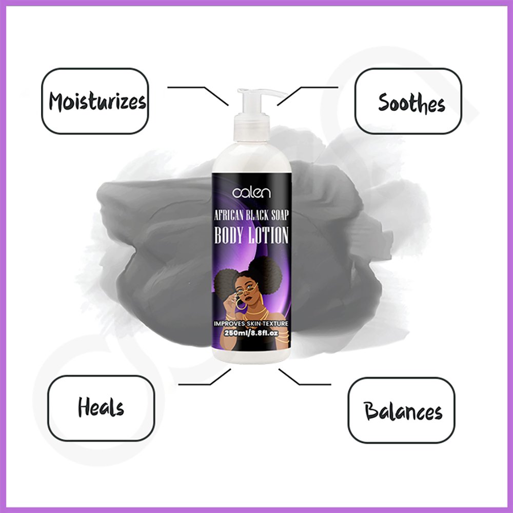 Oalen 250Ml Private Label Herbal Improves Skin Texture African Black Soap Body Lotion