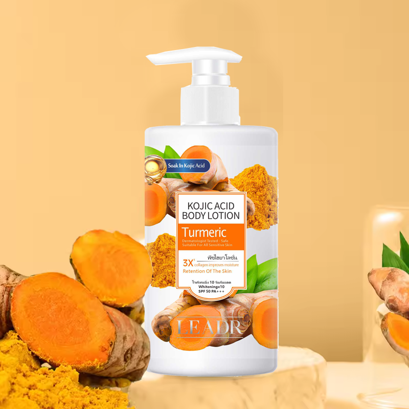 Wholesale Best Organic 300ml Dry Skin Firming Moisturising Body Lotion Turmeric Kojic Acid Whitening Body Lotion