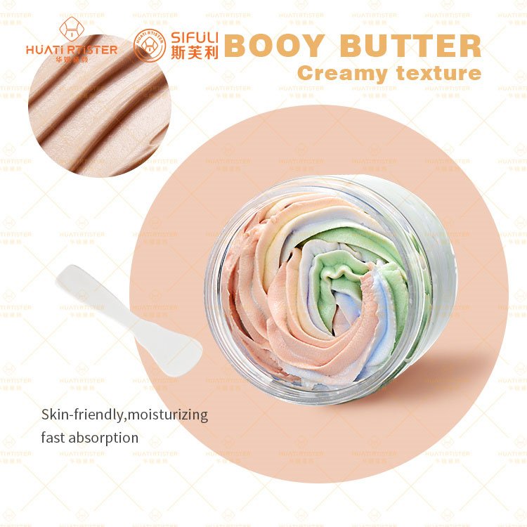 RubioAroma Emulsified Gold Body Butter Coconut Tubs Whole Sale Rainbow Body Creams With Shea Butter