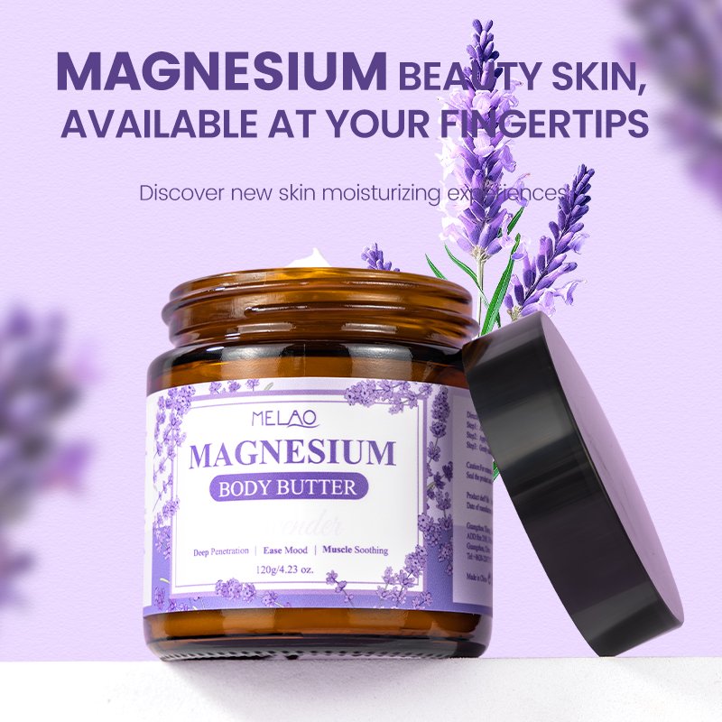 OEM Helps Improve Sleep Pattern Ease Mood Lavender Body Butter Soothes Muscle Tension Nighttime Goodnight Magnesium Body Lotion