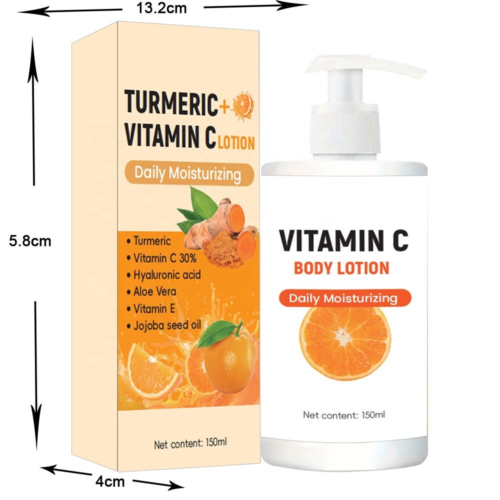 Private Label 150ML Moisturizing Body Lotion with Whitening Turmeric Vitamin C Collagen Retinol Sensitive Areas Day Night Use