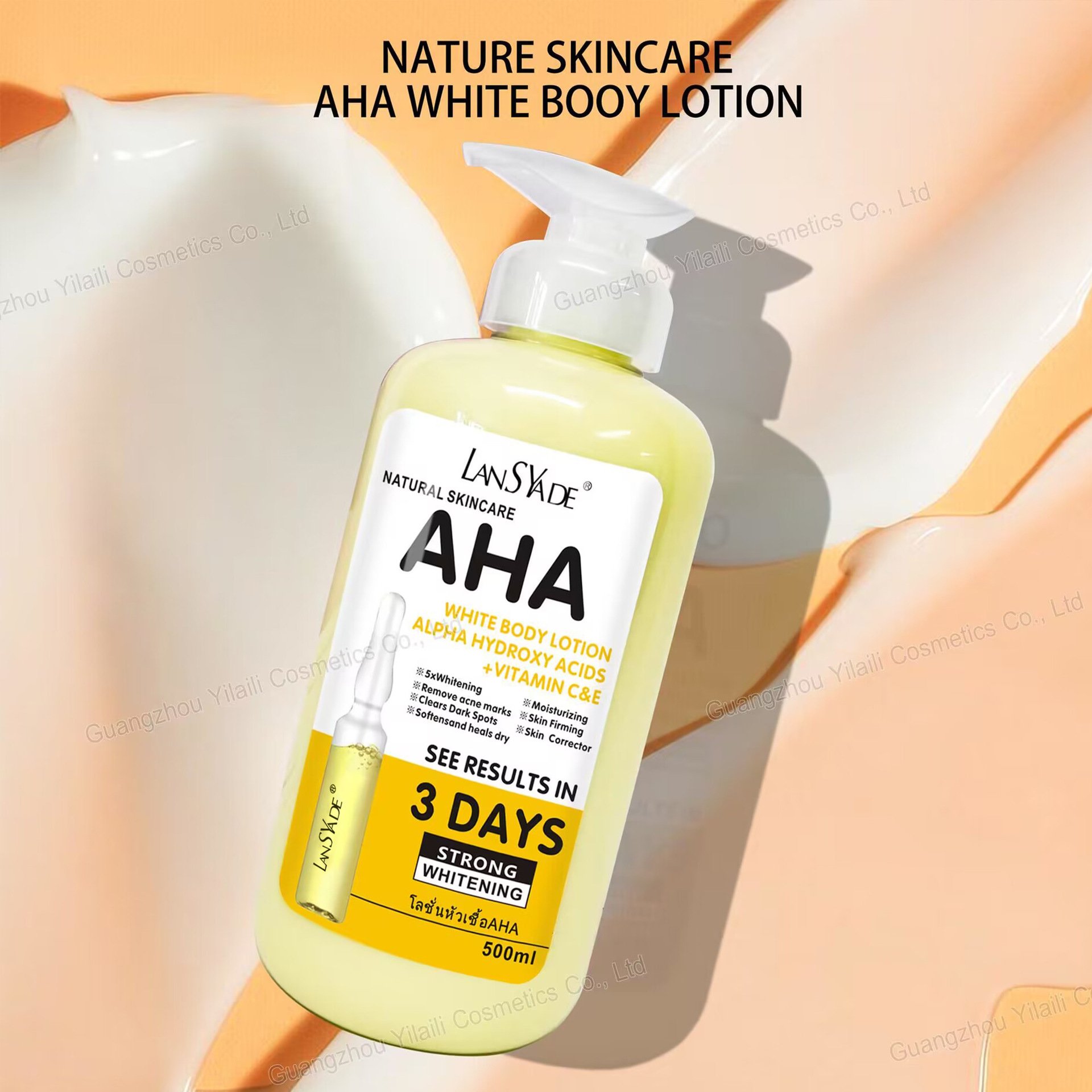 500ml AHA Fruit Body Lotion Skin Brightening Moisturizing Lotion Whitening Body Lotion