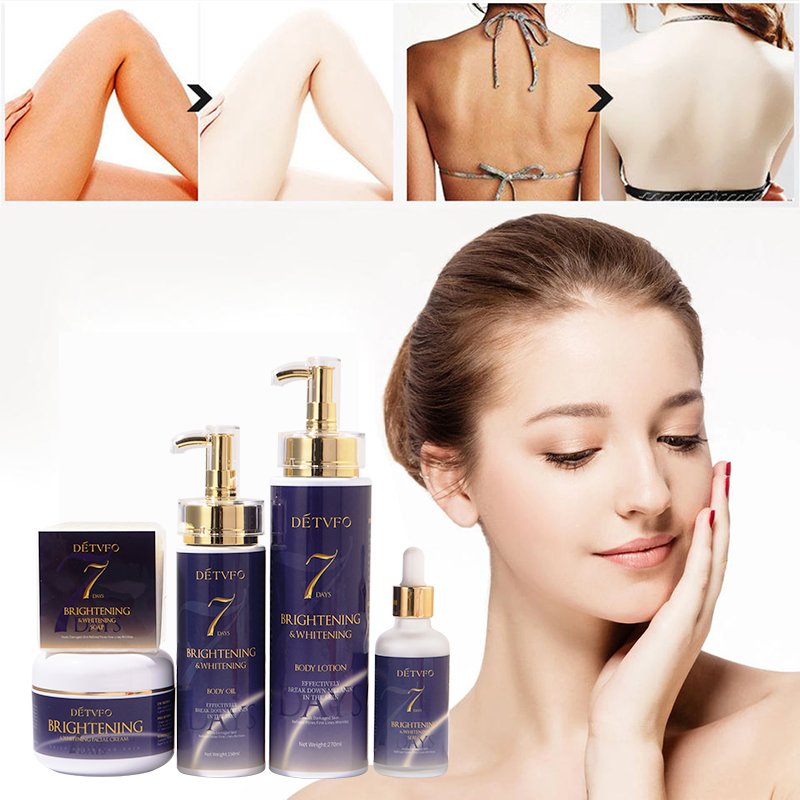 Fast instant 7 days whitening body deep nourished brightening wholesale travel skin care set (new) for black women