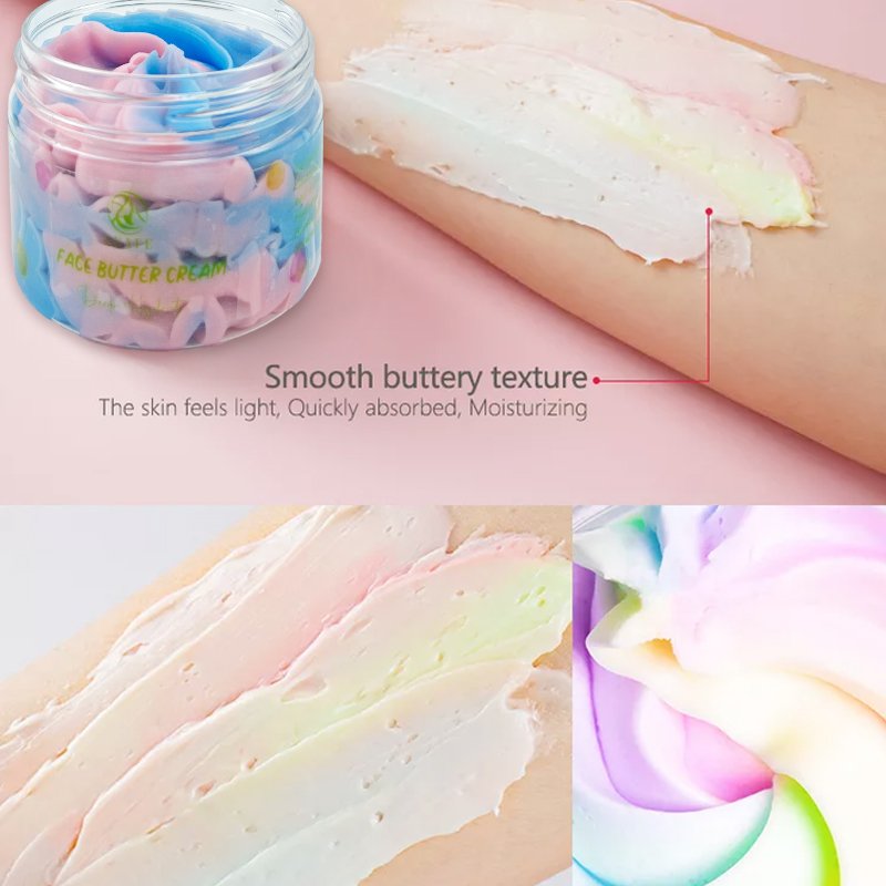Organic Rainbow Body Butter Whipped Body Shea Butter Cream Skin Moisturizing Whitening Aloe vera Body butter wholesale