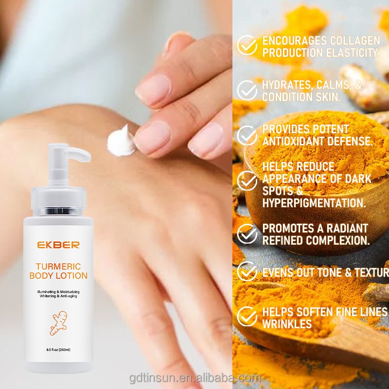 Wholesale Private Label Organic Natural Turmeric Moisturizing Lightening Dark Spot Removal Body Cream Lotion