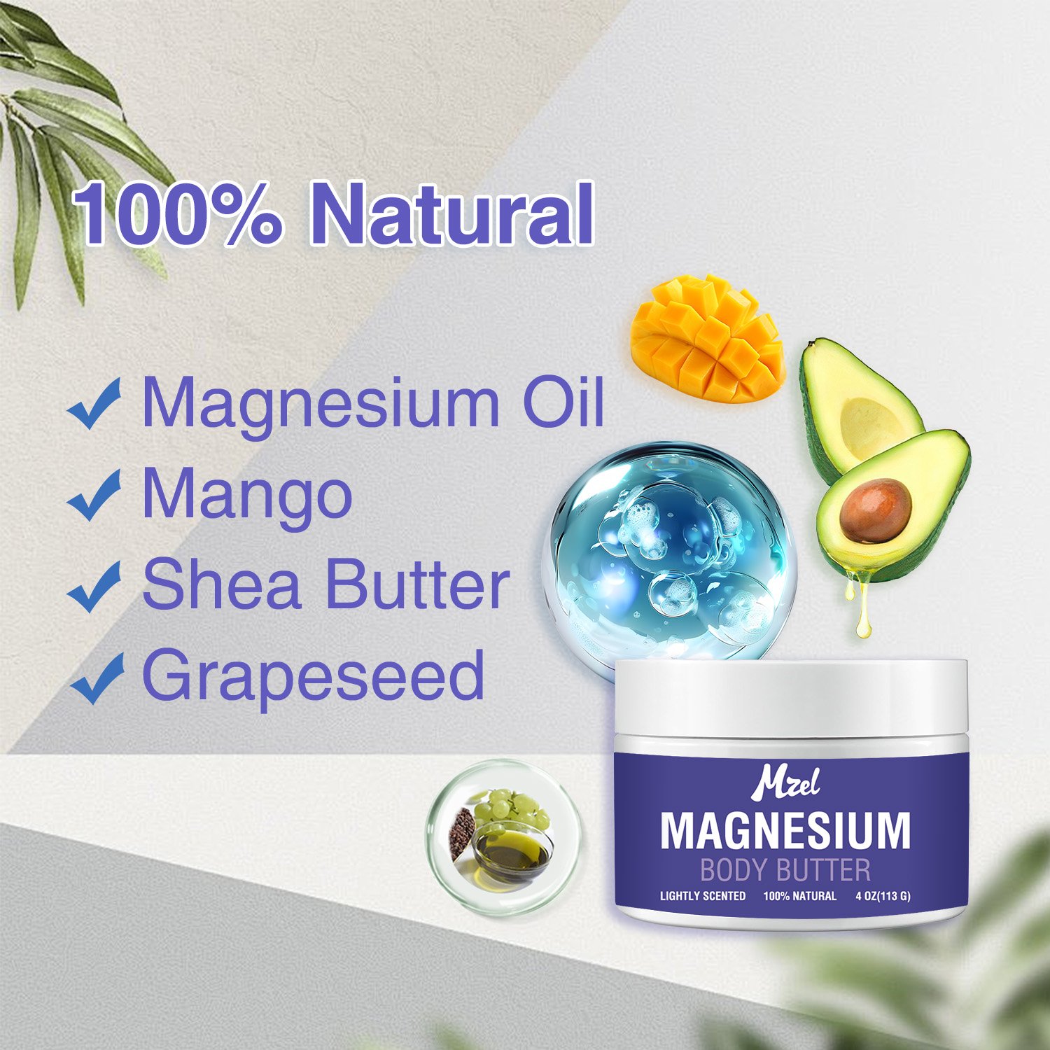Private Label Natural Sleep Magnesium Body Lotion Butter for Men and Women