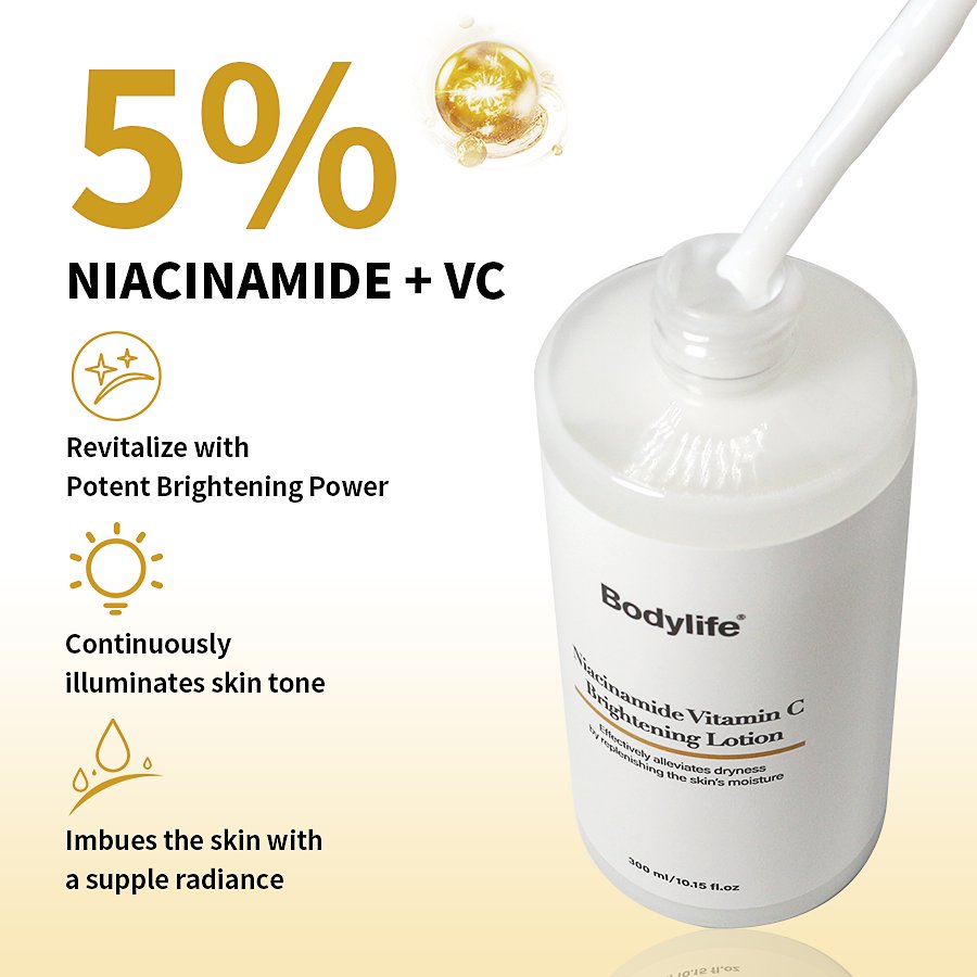 Niacinamide Vitamin C Organic Vegan Moisturizing Whitening Dark Skin Private Label Body Lotion