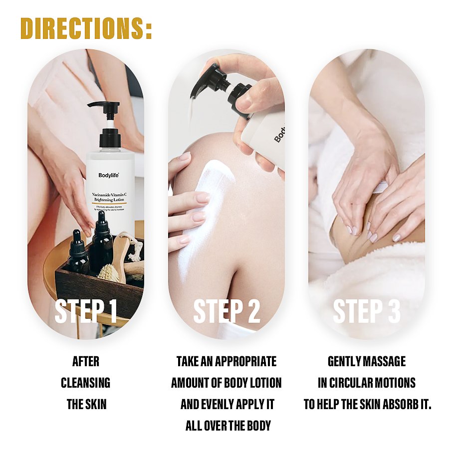 Niacinamide Vitamin C Organic Vegan Moisturizing Whitening Dark Skin Private Label Body Lotion